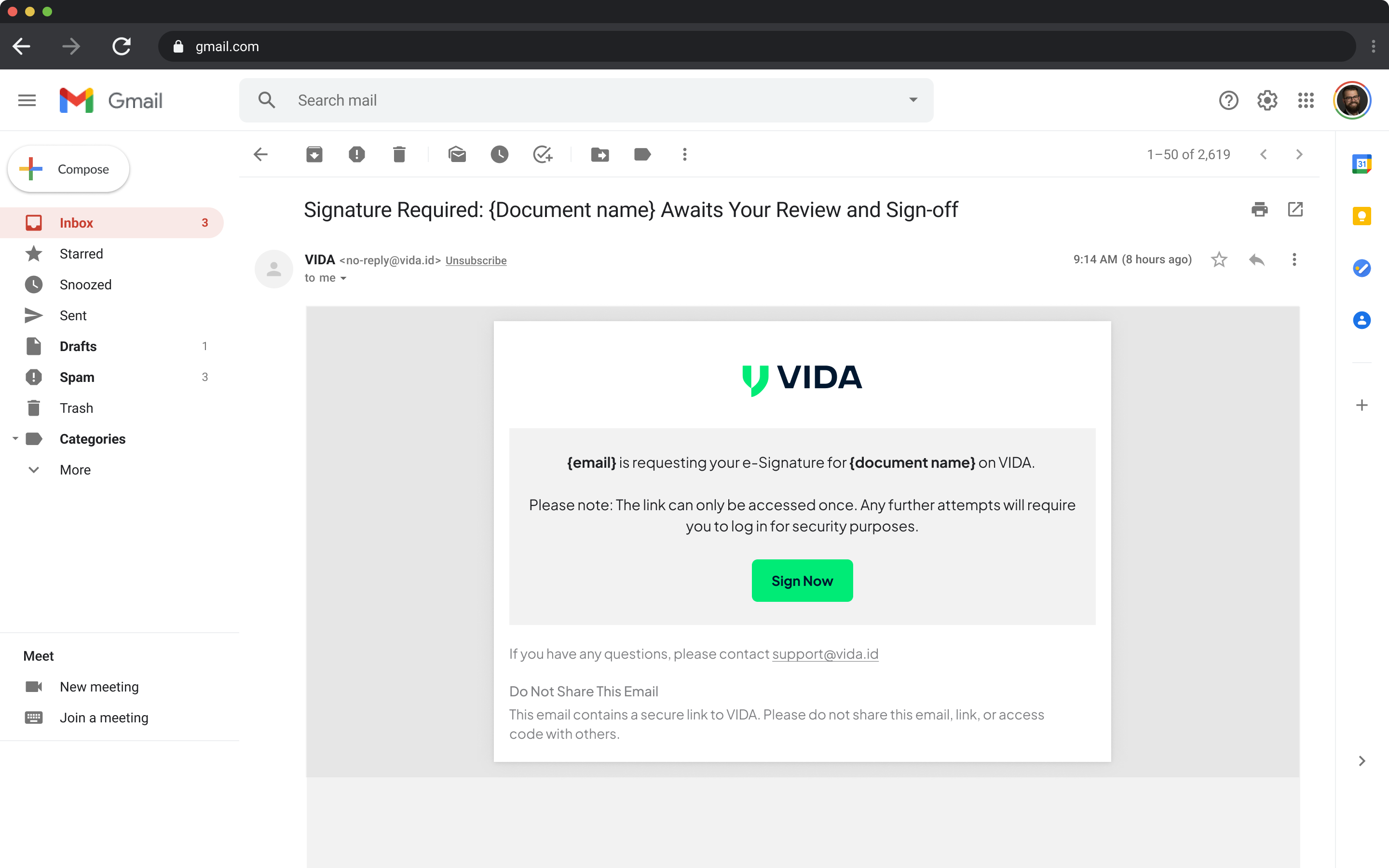 1. Receive Signing email